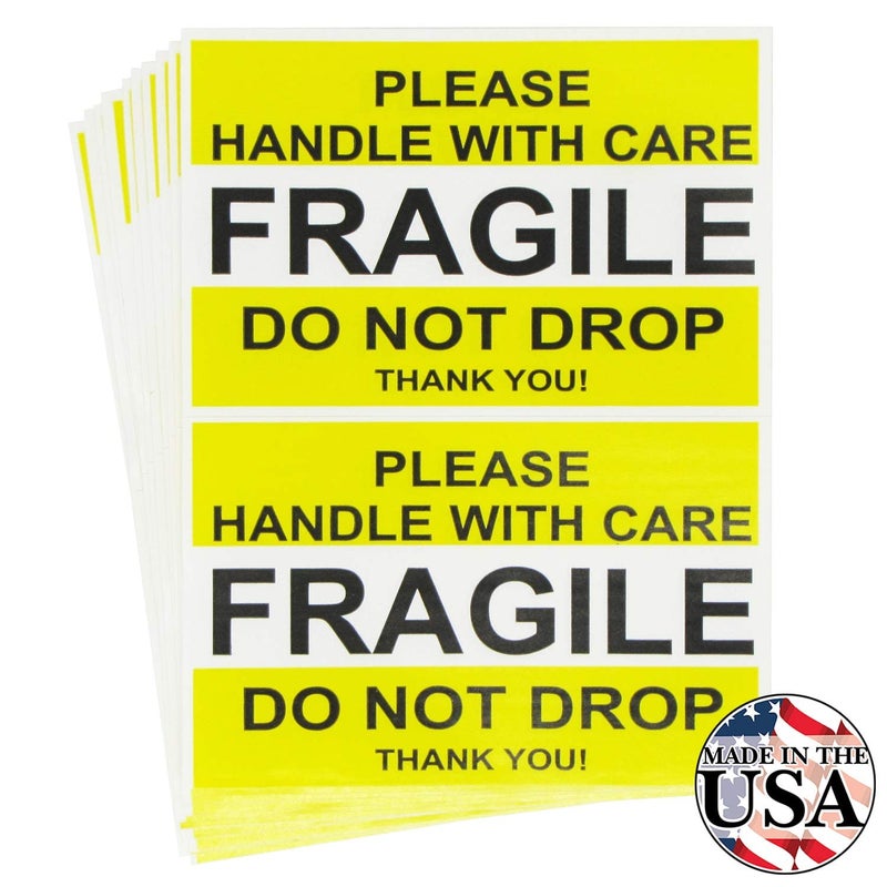 Tag-A-Room Fragile Stickers 2.5'' x 4'' 50 Labels, Fragile - Please Handle with Care - Do Not Drop Thank You Moving Labels Stickers Yellow Fragile - Image 1